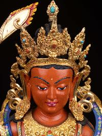 [manjushri], Buddhist Handmade Statue, [half Gold Plated], [thangka Color Finishing], High Quality