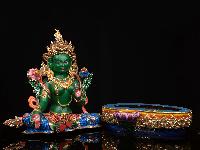 [green Tara], Buddhist Handmade Statue, [half Gold Plated], [thangka Color Finishing], High Quality