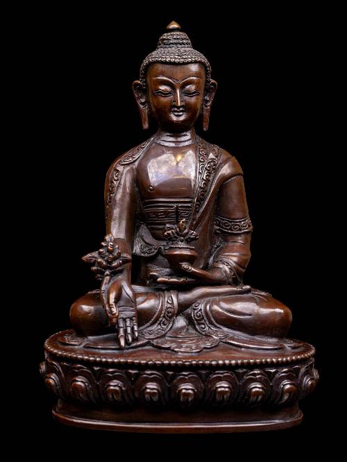 [medicine Buddha], Buddhist Handmade Statue, [chocolate Oxidized], High Quality