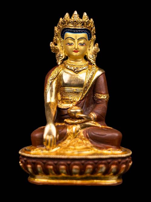 [shakyamuni Buddha], Buddhist Handmade Statue, [partly Gold Plated], [face Painted] And [high Quality]