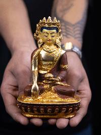 [shakyamuni Buddha], Buddhist Handmade Statue, [partly Gold Plated], [face Painted] And [high Quality]