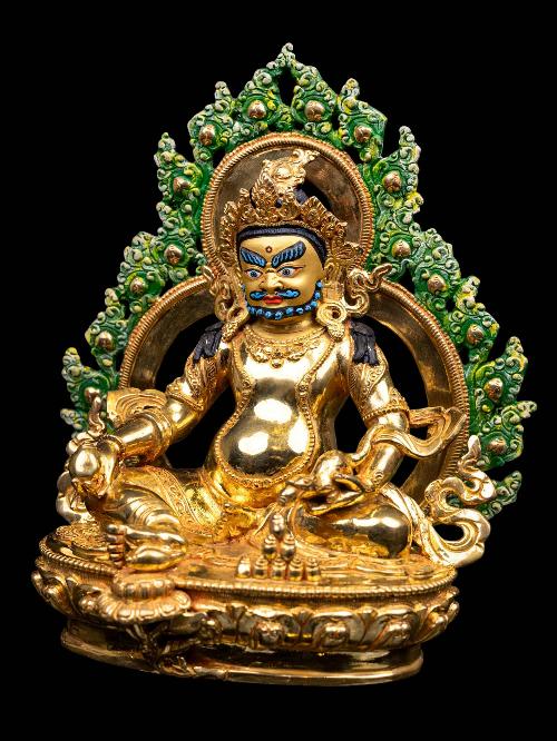 [yellow Jambhala], Buddhist Handmade Statue, [full Gold Plated], [face Painted] And [high Quality]