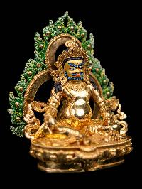 [yellow Jambhala], Buddhist Handmade Statue, [full Gold Plated], [face Painted] And [high Quality]