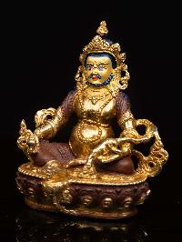 [yellow Jambhala], Buddhist Handmade Statue, [partly Gold Plated], [face Painted] And [high Quality]