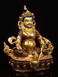 [yellow Jambhala], Buddhist Handmade Statue, [partly Gold Plated], [face Painted] And [high Quality]