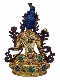 [green Tara], Buddhist Handmade Statue, [full Gold Plated], [face Painted], [stone Setting] And [high Quality]