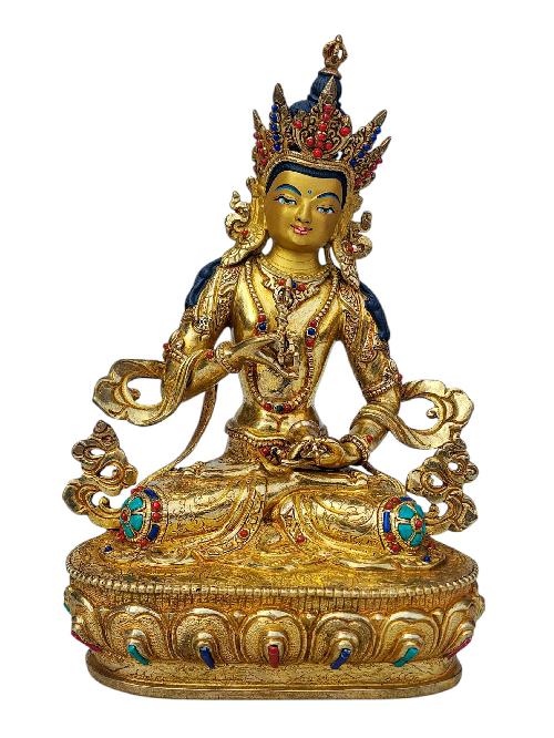 [vajrasattva], Buddhist Handmade Statue, [full Gold Plated], [face Painted], [stone Setting] And [high Quality]