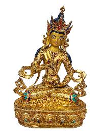 [vajrasattva], Buddhist Handmade Statue, [full Gold Plated], [face Painted], [stone Setting] And [high Quality]