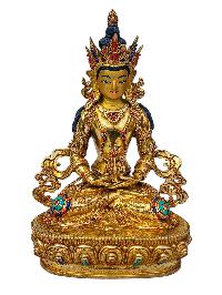 [aparimita], Buddhist Handmade Statue, [full Gold Plated], [face Painted], [stone Setting] And [high Quality]