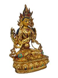 [chenrezig], Buddhist Handmade Statue, [full Gold Plated], [face Painted], [stone Setting] And [high Quality]