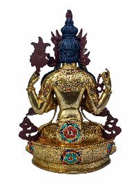 [chenrezig], Buddhist Handmade Statue, [full Gold Plated], [face Painted], [stone Setting] And [high Quality]