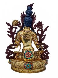 [green Tara], Buddhist Handmade Statue, [full Gold Plated], [face Painted], [stone Setting] And [high Quality]