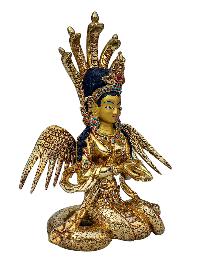 [naga Kanya], Buddhist Handmade Statue, [full Gold Plated], [face Painted], [stone Setting] And [high Quality]