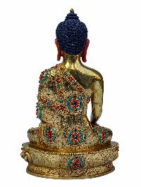 [shakyamuni Buddha], Buddhist Handmade Statue, [full Gold Plated], [face Painted], [stone Setting] And [high Quality]