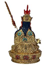 [padmasambhava], Buddhist Handmade Statue, [full Gold Plated], [face Painted], [stone Setting] And [high Quality]