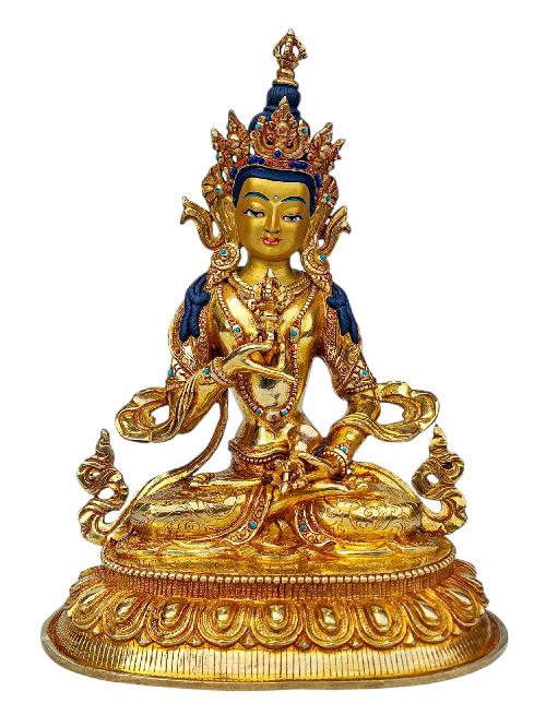 [vajrasattva], Buddhist Handmade Statue, [full Gold Plated], [face Painted], [stone Setting] And [high Quality]