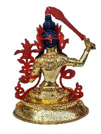 [manjushri], Buddhist Handmade Statue, [full Gold Plated], [face Painted], [stone Setting] And [high Quality]