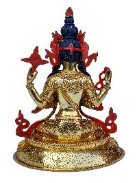 [chenrezig], Buddhist Handmade Statue, [full Gold Plated], [face Painted], [stone Setting] And [high Quality]