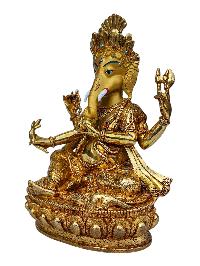 [ganesh], Buddhist Handmade Statue, [full Gold Plated], [face Painted], [stone Setting] And [high Quality]