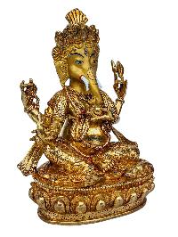 [ganesh], Buddhist Handmade Statue, [full Gold Plated], [face Painted], [stone Setting] And [high Quality]