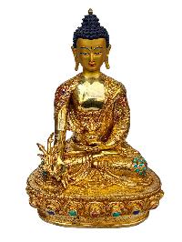 [shakyamuni Buddha], Buddhist Handmade Statue, [full Gold Plated], [face Painted], [stone Setting] And [high Quality]