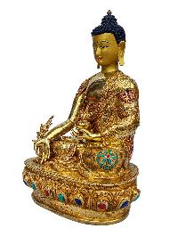 [shakyamuni Buddha], Buddhist Handmade Statue, [full Gold Plated], [face Painted], [stone Setting] And [high Quality]