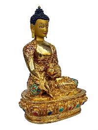 [shakyamuni Buddha], Buddhist Handmade Statue, [full Gold Plated], [face Painted], [stone Setting] And [high Quality]