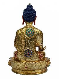 [shakyamuni Buddha], Buddhist Handmade Statue, [full Gold Plated], [face Painted], [stone Setting] And [high Quality]