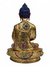 [amitabha Buddha], Buddhist Handmade Statue, [full Gold Plated], [face Painted], [stone Setting] And [high Quality]