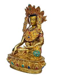 [crown Shakyamuni Buddha], Buddhist Handmade Statue, [full Gold Plated], [face Painted], [stone Setting] And [high Quality]