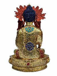 [crown Shakyamuni Buddha], Buddhist Handmade Statue, [full Gold Plated], [face Painted], [stone Setting] And [high Quality]