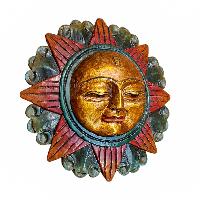 [sun], Handmade Wooden Mask, Wall Hanging, Painted, Poplar Wood, High Quality