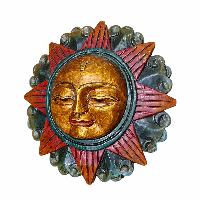 [sun], Handmade Wooden Mask, Wall Hanging, Painted, Poplar Wood, High Quality