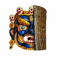 [half Bhairav], Handmade Wooden Mask, Wall Hanging, Painted, Poplar Wood, High Quality