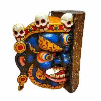 [half Bhairav], Handmade Wooden Mask, Wall Hanging, Painted, Poplar Wood, High Quality