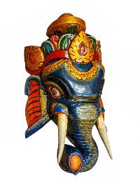 [ganesh], Handmade Wooden Mask, Wall Hanging, Painted, Poplar Wood, High Quality