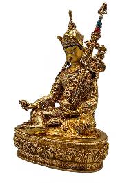 [padmasambhava], Buddhist Handmade Statue, [full Gold Plated], [face Painted], [stone Setting] And [high Quality]