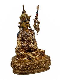 [padmasambhava], Buddhist Handmade Statue, [full Gold Plated], [face Painted], [stone Setting] And [high Quality]