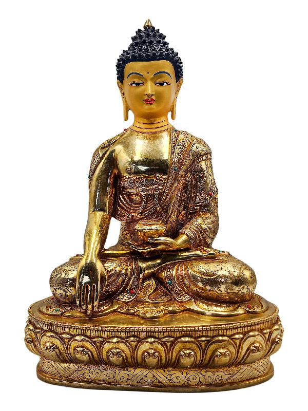 [shakyamuni Buddha], Buddhist Handmade Statue, [full Gold Plated], [face Painted] And [high Quality]