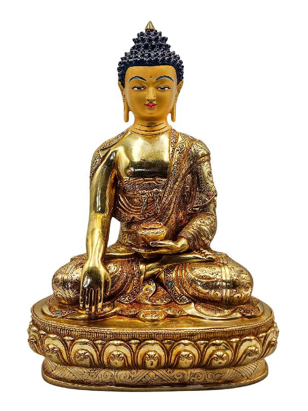 [shakyamuni Buddha], Buddhist Handmade Statue, [full Gold Plated], [face Painted] And [high Quality]