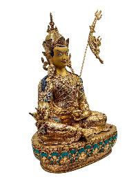 [padmasambhava], Buddhist Handmade Statue, [full Gold Plated], [face Painted], [stone Setting] And [high Quality]