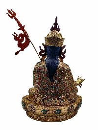 [padmasambhava], Buddhist Handmade Statue, [full Gold Plated], [face Painted], [stone Setting] And [high Quality]