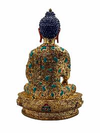 [shakyamuni Buddha], Buddhist Handmade Statue, [full Gold Plated], [face Painted], [stone Setting] And [high Quality]