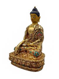 [shakyamuni Buddha], Buddhist Handmade Statue, [full Gold Plated], [face Painted], [stone Setting] And [high Quality]