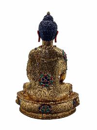 [shakyamuni Buddha], Buddhist Handmade Statue, [full Gold Plated], [face Painted], [stone Setting] And [high Quality]