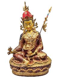 [padmasambhava], Buddhist Handmade Statue, [half Gold Plated And Chocolate Oxidized],  [face Painted] And [high Quality]