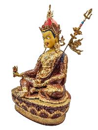 [padmasambhava], Buddhist Handmade Statue, [half Gold Plated And Chocolate Oxidized],  [face Painted] And [high Quality]