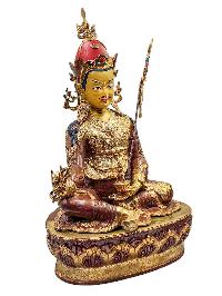 [padmasambhava], Buddhist Handmade Statue, [half Gold Plated And Chocolate Oxidized],  [face Painted] And [high Quality]