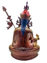 [padmasambhava], Buddhist Handmade Statue, [half Gold Plated And Chocolate Oxidized],  [face Painted] And [high Quality]