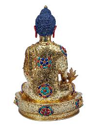 [medicine Buddha], Buddhist Handmade Statue, [full Gold Plated], [face Painted], [stone Setting] And [high Quality